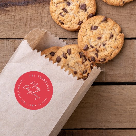 メリークリスマス差出人住所スクリプトのミニマリスト ラウンドシール