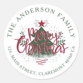 メリークリスマス差出人住所ラベル ラウンドシール