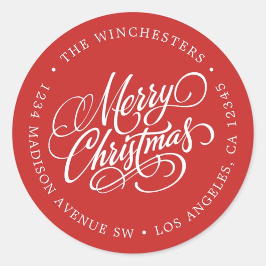 メリークリスマス差出人住所ラベル ラウンドシール (正面)