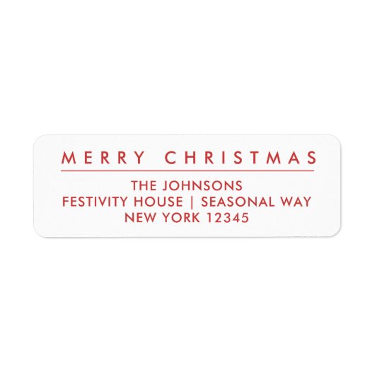 メリークリスマス差出人住所ラベル |白 ラベル (正面)