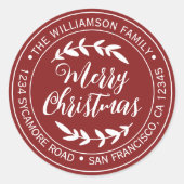 メリークリスマス差出人住所レッド ラウンドシール (正面)