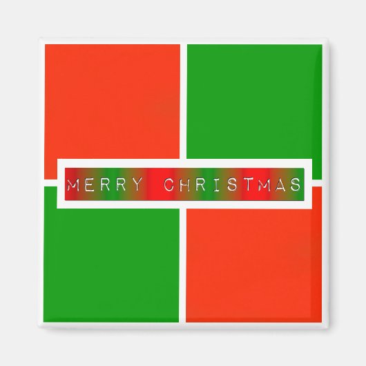 メリークリスマス市松模様にの マグネット (正面)