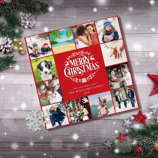 メリークリスマス年レビュー写真コラージュの休日 シーズンカード