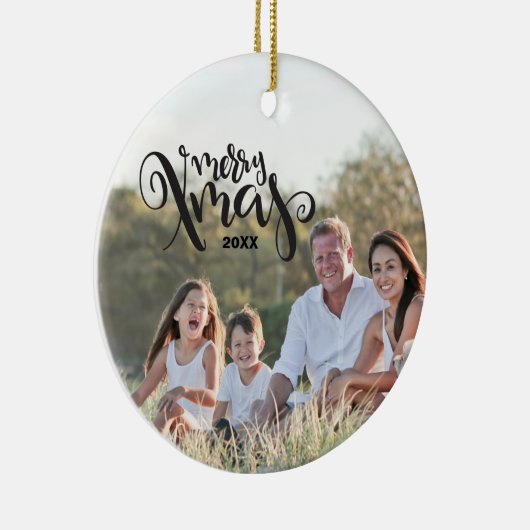 メリークリスマス年文字テンプレートカスタム写真 セラミックオーナメント (右)