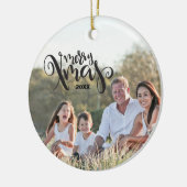 メリークリスマス年文字テンプレートカスタム写真 セラミックオーナメント (左)