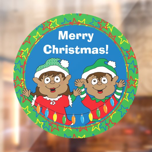 メリークリスマス幸せ小妖精や小人ラウンドウィンドラッキング ウィンドウサイン (シート2)