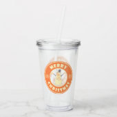 メリークリスマス幸せ雪だるま有名なコーヒースタイル アクリルタンブラー (裏面)