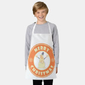 メリークリスマス幸せ雪だるま有名なコーヒースタイル エプロン (着用した状態)