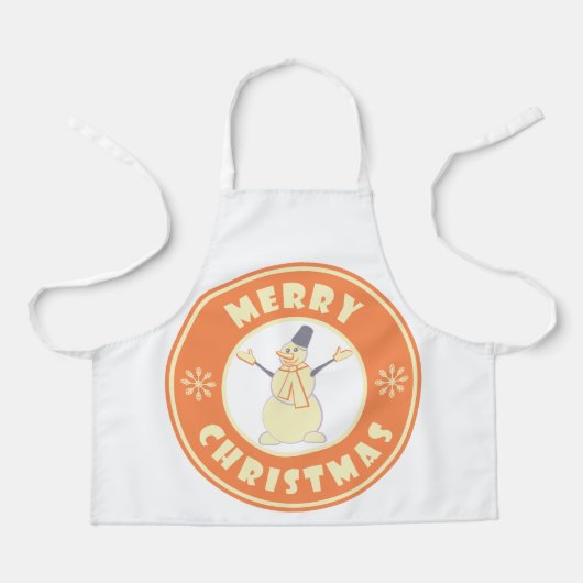メリークリスマス幸せ雪だるま有名なコーヒースタイル エプロン (正面)