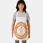 メリークリスマス幸せ雪だるま有名なコーヒースタイル エプロン (インサイチュ)