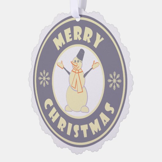 メリークリスマス幸せ雪だるま有名なコーヒースタイル オーナメントカード (左)