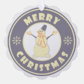 メリークリスマス幸せ雪だるま有名なコーヒースタイル オーナメントカード (正面)