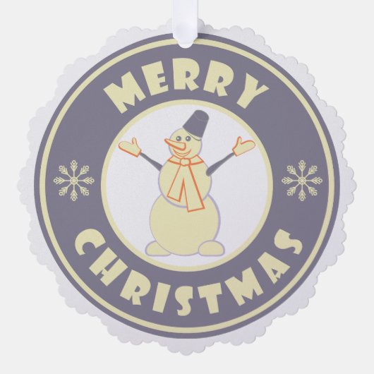 メリークリスマス幸せ雪だるま有名なコーヒースタイル オーナメントカード (正面)