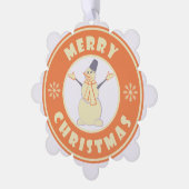 メリークリスマス幸せ雪だるま有名なコーヒースタイル オーナメントカード (左)