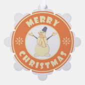 メリークリスマス幸せ雪だるま有名なコーヒースタイル オーナメントカード (裏面)