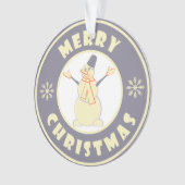 メリークリスマス幸せ雪だるま有名なコーヒースタイル オーナメント (正面)