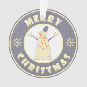 メリークリスマス幸せ雪だるま有名なコーヒースタイル オーナメント