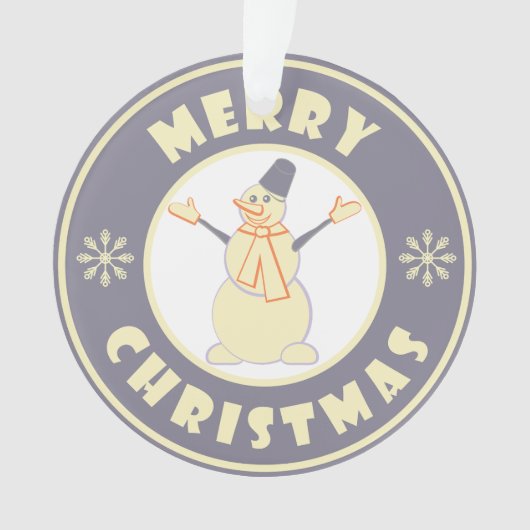 メリークリスマス幸せ雪だるま有名なコーヒースタイル オーナメント (正面)