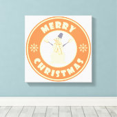 メリークリスマス幸せ雪だるま有名なコーヒースタイル キャンバスプリント (インサイチュ (ウッドフロア))
