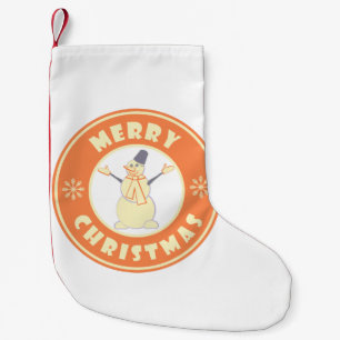 メリークリスマス幸せ雪だるま有名なコーヒースタイル スモールクリスマスストッキング