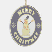 メリークリスマス幸せ雪だるま有名なコーヒースタイル セラミックオーナメント (右)
