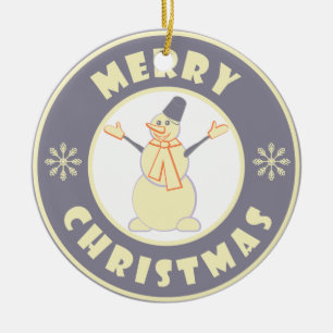 メリークリスマス幸せ雪だるま有名なコーヒースタイル セラミックオーナメント