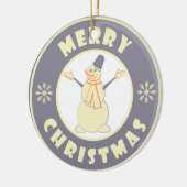 メリークリスマス幸せ雪だるま有名なコーヒースタイル セラミックオーナメント (左)