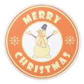 メリークリスマス幸せ雪だるま有名なコーヒースタイル セラミックノブ (正面)