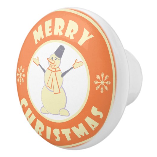 メリークリスマス幸せ雪だるま有名なコーヒースタイル セラミックノブ (右)