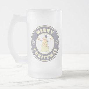 メリークリスマス幸せ雪だるま有名なコーヒースタイル フロストグラスビールジョッキ
