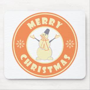 メリークリスマス幸せ雪だるま有名なコーヒースタイル マウスパッド