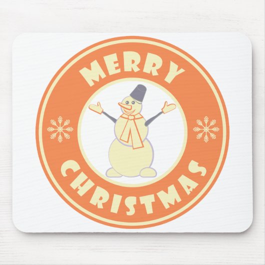 メリークリスマス幸せ雪だるま有名なコーヒースタイル マウスパッド (正面)