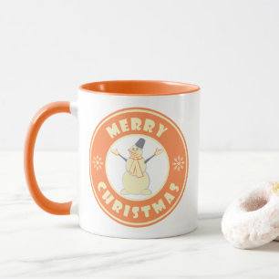 メリークリスマス幸せ雪だるま有名なコーヒースタイル マグカップ