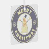 メリークリスマス幸せ雪だるま有名なコーヒースタイル メタルオーナメント (正面右)
