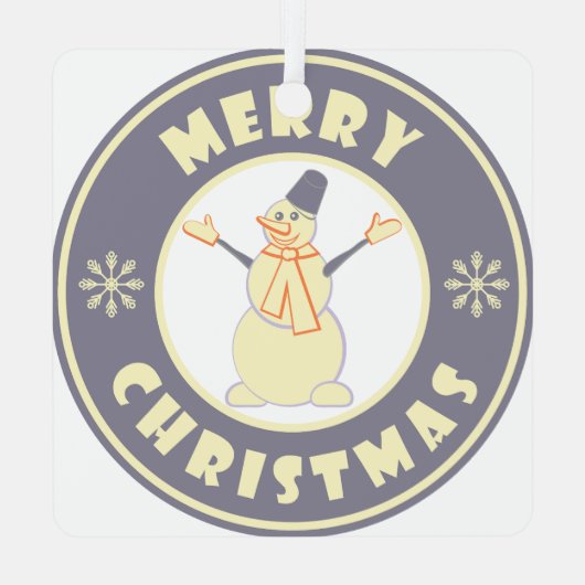 メリークリスマス幸せ雪だるま有名なコーヒースタイル メタルオーナメント (裏面)