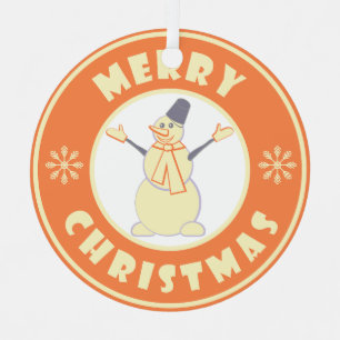 メリークリスマス幸せ雪だるま有名なコーヒースタイル メタルオーナメント