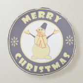 メリークリスマス幸せ雪だるま有名なコーヒースタイル ラウンドクッション (裏面)