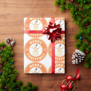 メリークリスマス幸せ雪だるま有名なコーヒースタイル ラッピングペーパー