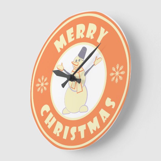メリークリスマス幸せ雪だるま有名なコーヒースタイル ラージ壁時計 (傾斜)