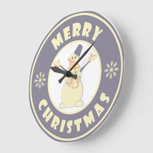 メリークリスマス幸せ雪だるま有名なコーヒースタイル ラージ壁時計 (傾斜)