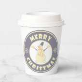 メリークリスマス幸せ雪だるま有名なコーヒースタイル 紙コップ (裏面)