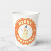 メリークリスマス幸せ雪だるま有名なコーヒースタイル 紙コップ (裏面)