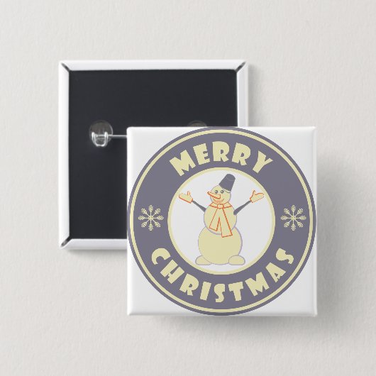 メリークリスマス幸せ雪だるま有名なコーヒースタイル 缶バッジ (正面&裏面)