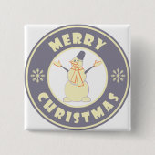 メリークリスマス幸せ雪だるま有名なコーヒースタイル 缶バッジ (正面)