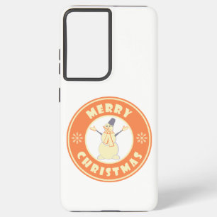 メリークリスマス幸せ雪だるま有名なコーヒースタイル SAMSUNG GALAXY S21 ULTRAケース