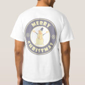メリークリスマス幸せ雪だるま有名なコーヒースタイル Tシャツ (裏面)