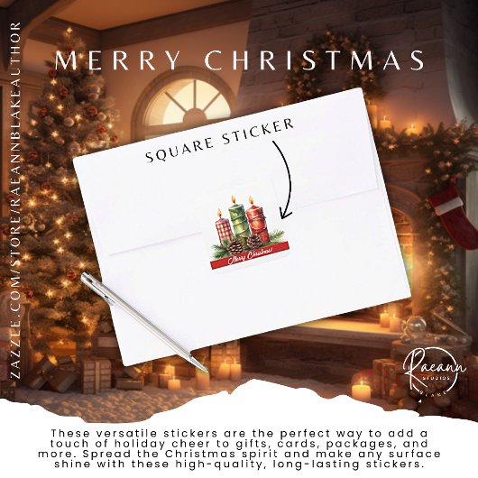 メリークリスマス広場のステッカー スクエアシール
