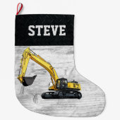 メリークリスマス建築掘削機名男性 ラージクリスマスストッキング (正面)