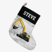 メリークリスマス建築掘削機名男性 ラージクリスマスストッキング (正面 (吊り時))