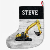 メリークリスマス建築掘削機名男性 ラージクリスマスストッキング (裏面)
